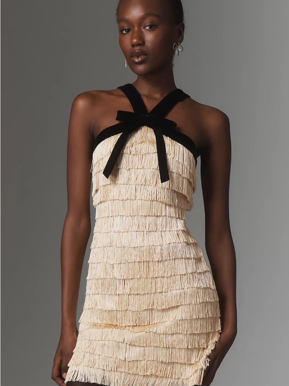 Anthropologie Maude Autumn Fringe Bow Mini Dress